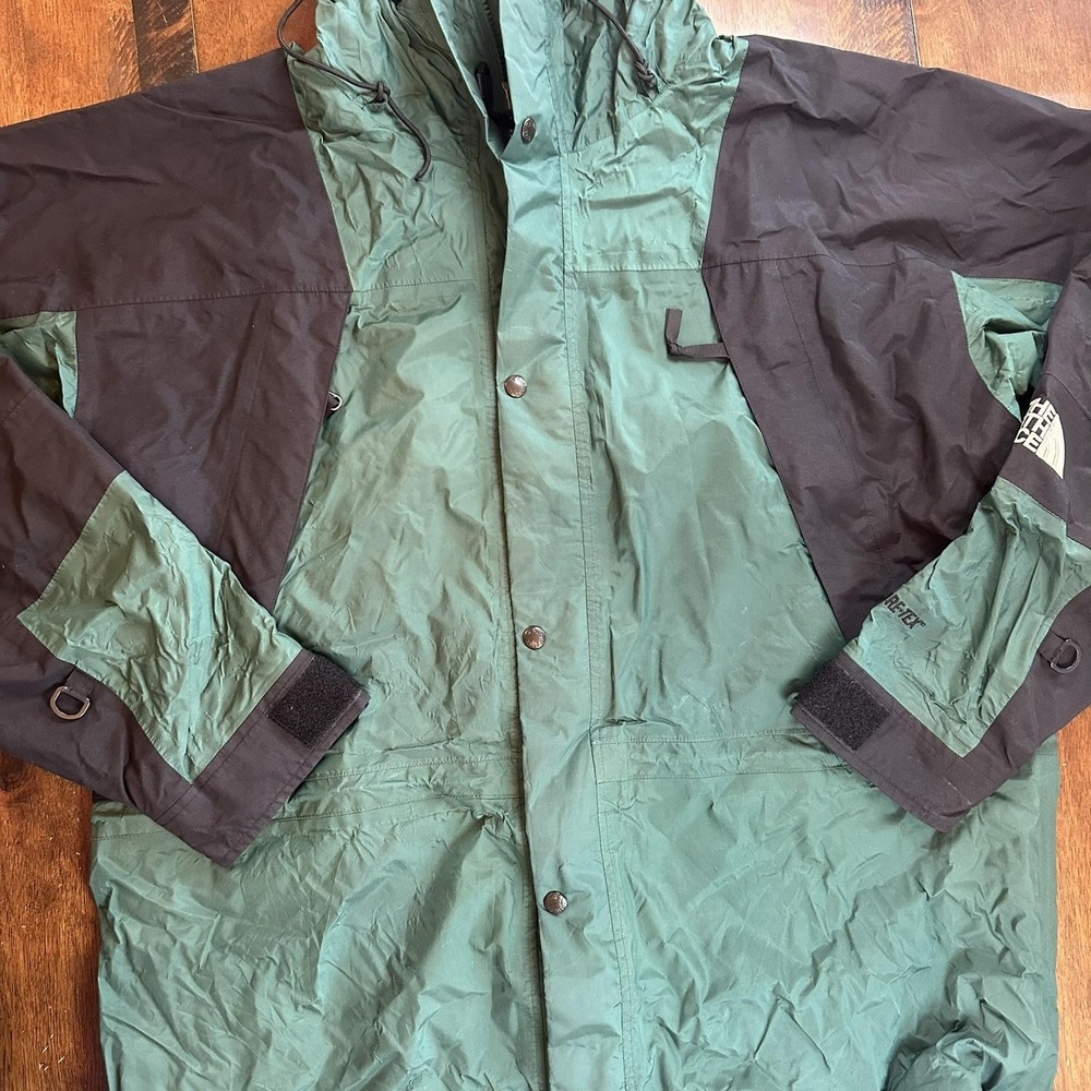 Vintage North Face Jacket Mens Extra Large Green Black Gore Tex Hood Parka Coat - Picture 2 of 16